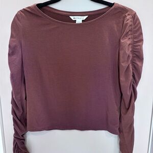 Athleta Ruched Long Sleeve Top SZ XS Mahogany Brown Athleisure  Balletcore Yoga